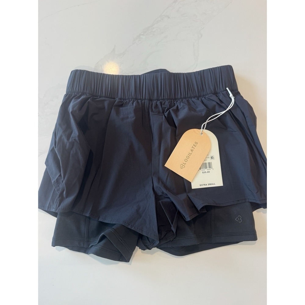 Blogilates Women's Woven Ruffle Shorts Black XS Inner Lining W Pockets NWT